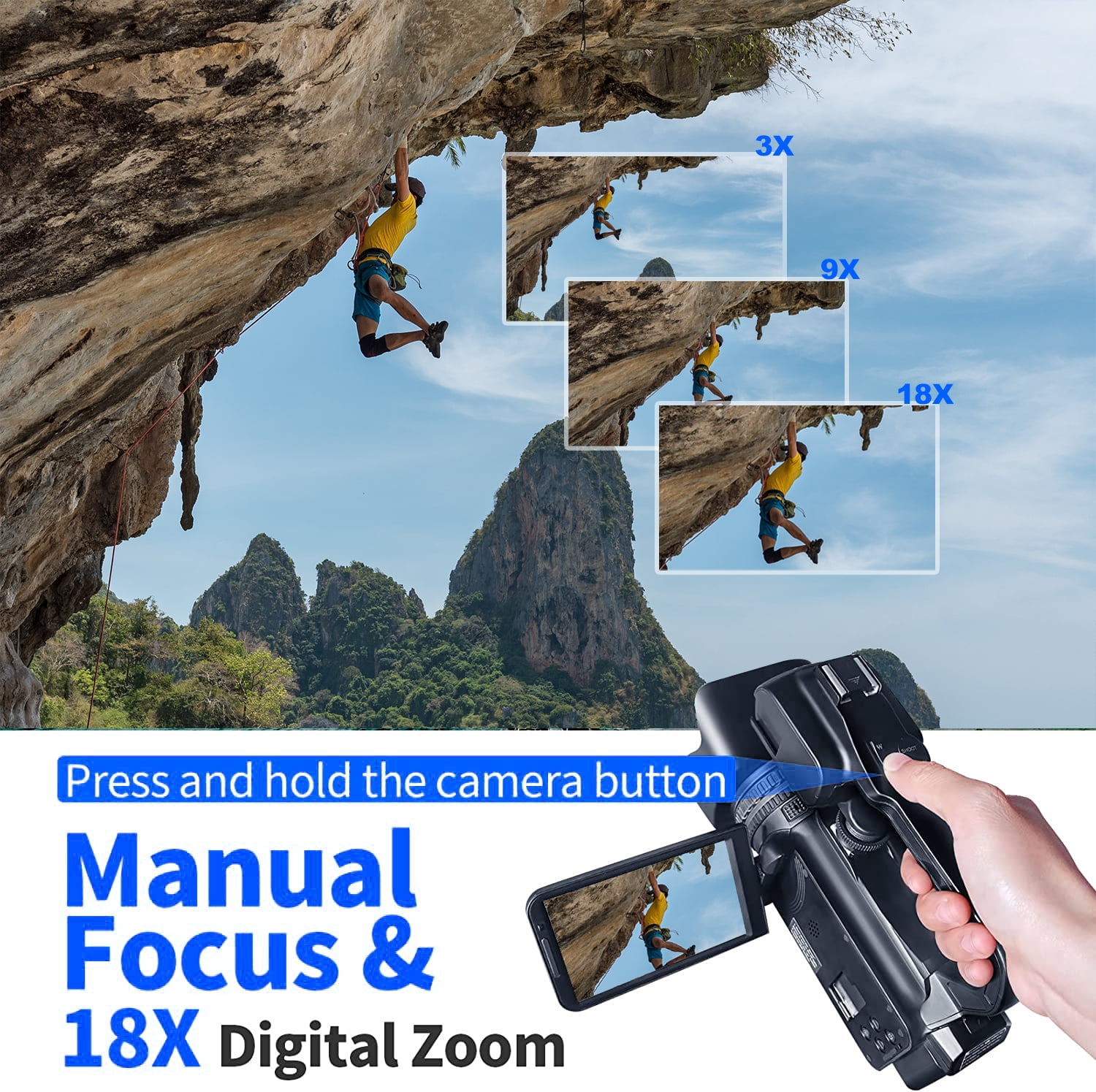 Acuvar 4K 6K 64MP HD Video Camera Camcorder 6K Auto Focus Vlogging Camera for YouTube 60FPS 18X Zoom Digital Video Camera with WIFI, Webcam, Mic Stabilizer 64GB Card Card Reader Remote Control Batter