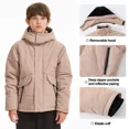 thumbnail image 2 of NEIKU Boys Winter Jacket Waterproof Fleece Lined Hooded Winter Puffy Cotton Coat Outdoor Jacket Khaki 6-7Y, 2 of 6