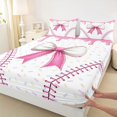 thumbnail image 3 of jejeloiu Cute Bowknot Twin Sheet Sets For Girls,Abstract Baseball Print Bedding 3-Piece, 3 of 7
