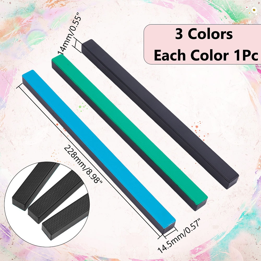 1set 3pcs 3 colors ABS Plastic with Iron Paper Weight Calligraphy Supplies Rectangle Mixed color 228x14.5x14mm 1pc/color