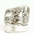 thumbnail image 4 of HOOUN Vintage Silver Spoon Ring Flower Leaf Wide Ring Party Jewelry Adjustable Size-01#, 4 of 8
