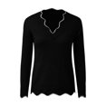 thumbnail image 3 of YUNAFFT Women's Fashion Sweater Clearance, Women's Fashion Casual Long Sleeve Stripe V-neck Knitted Sweater Tops, 3 of 9