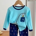 thumbnail image 4 of TOWED22 Toddler Baby Boy Clothes Boy Letter Print Long Sleeve Sweatshirt Pants Set 2 Pcs Fall Winter Outfits Size:9-10 Y,Color:Sky Blue, 4 of 5