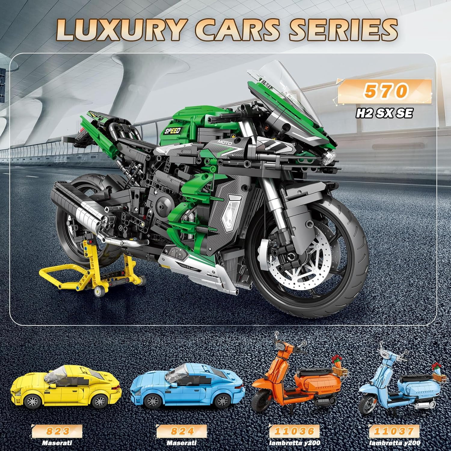 Motorcycle Building Sets for Adults, 1:5 Scale H2 SX SE Motorcycle Bike Model, Cool Technical Motorcycle Car Model Display for Home or Office Decor, (2088 PCS)