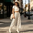thumbnail image 5 of Lace Wide Leg Pants for Women 2026 Spring Summer Cropped Lightweight Casual Pants with Pockets, 5 of 8