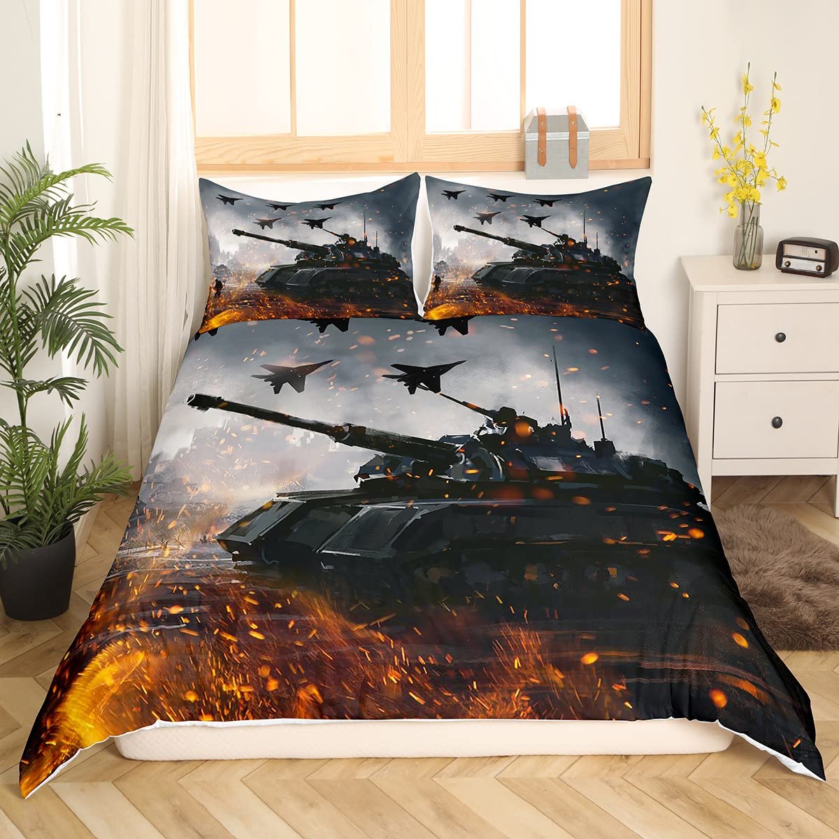 American Flag Duvet Cover Tank Gun Bedding Military Theme Teen Boys Men Camouflage Bedroom