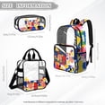 thumbnail image 4 of DISNIMO Clear Backpack, Color Block Printed 17 Inch Large Backpack with Lunch Box and Pencil Case, Heavy Duty PVC Transparent Bookbag for Elementary Kindergarten Student, 4 of 5