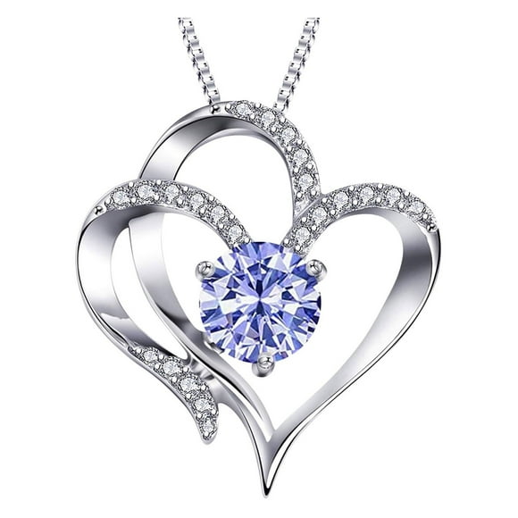 Latrodar Birth Month Birthstone Necklace For Women Girls, Alloy Heart Necklace Pendant Daughter Necklace Birthday Jewelry Gifts For Ladies Mom Grandma Teens With Thanksgiving Valentines Day Gifts