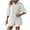 White, variant on PIWHJQK Women Summer Outfits Set Loose Collared Set Women Solid Color Shirt Set Loose Style Collared Sleeve With Pockets Casual Wear Outfits Set