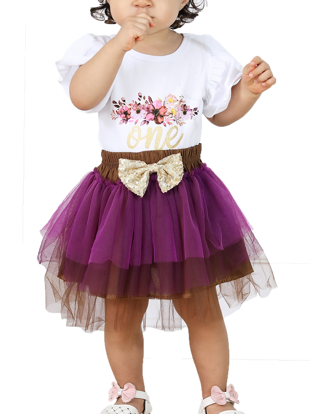 Younger Tree Baby Girls 1st Birthday Outfit Short Sleeve Romper Sequin