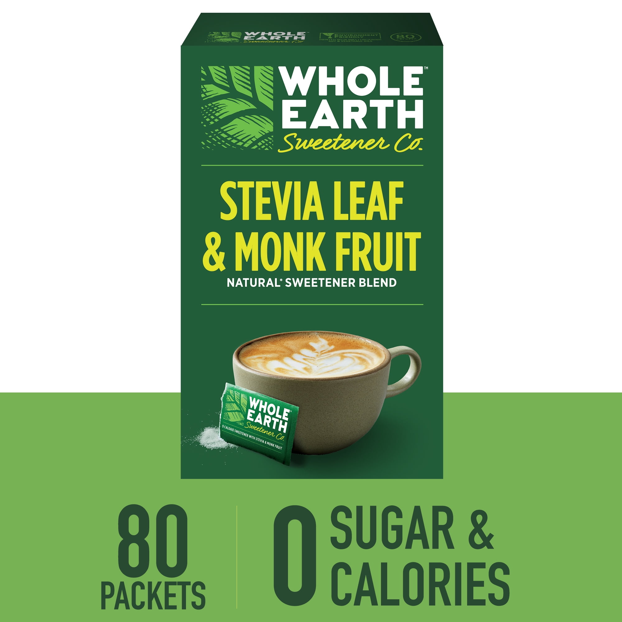 Whole Earth Sweetener Stevia Leaf & Monk Fruit, 80 Count