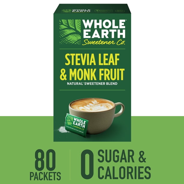 Whole Earth Sweetener Stevia Leaf & Monk Fruit, 80 Count