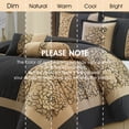 thumbnail image 2 of Lanco Black and Gold Comforter Set King Size , 7 Piece Jacquard Soft Bedding Set , All Season, 2 of 7