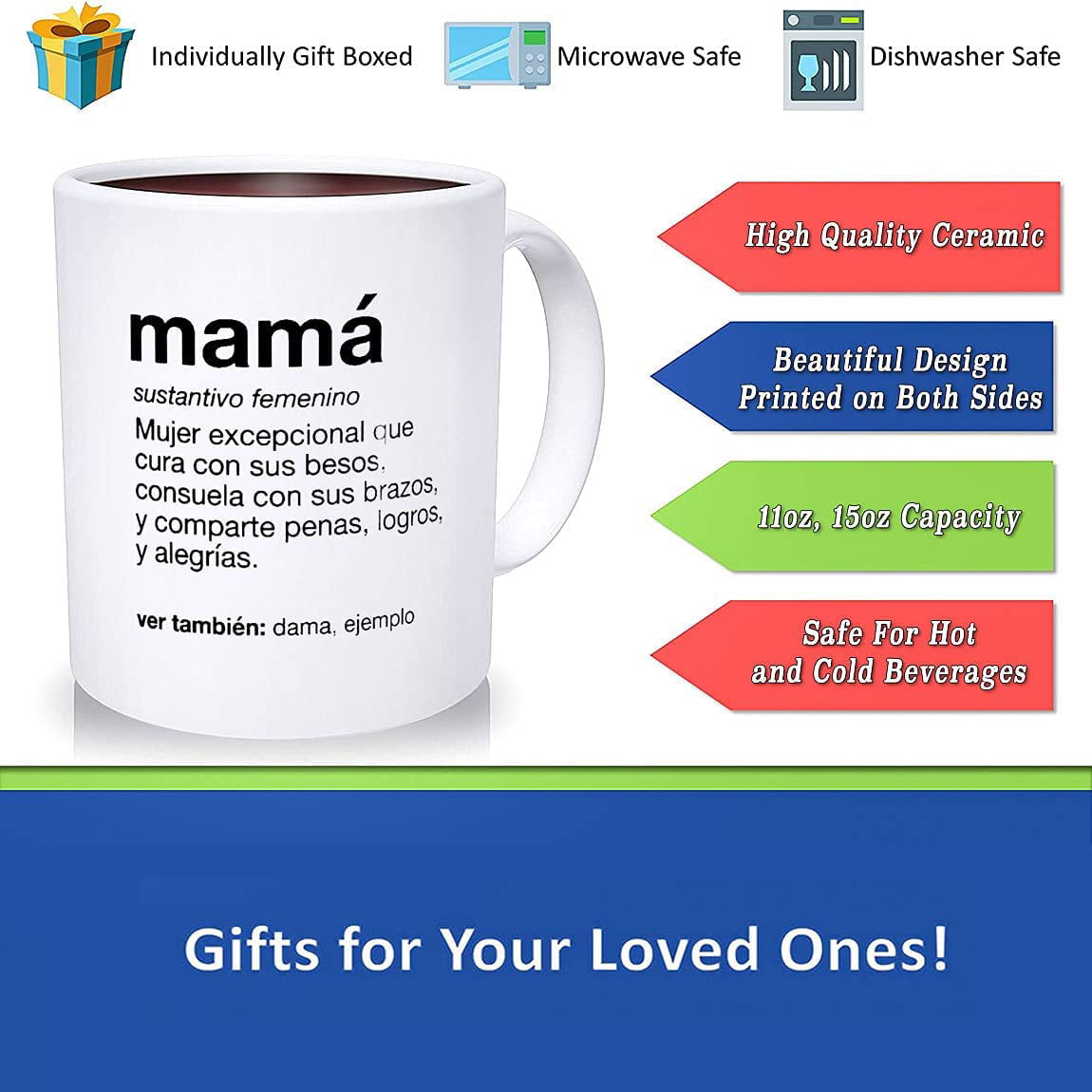 Mam Definition Gift Mug _ Spanish Gift For Mother _ Taza Regalo Para Madre  _ Cafecito De Mama, Ceramic Novelty Coffee Mug, Tea Cup, Gift Present For  Birthday, Christmas Thanksgiving Fest 