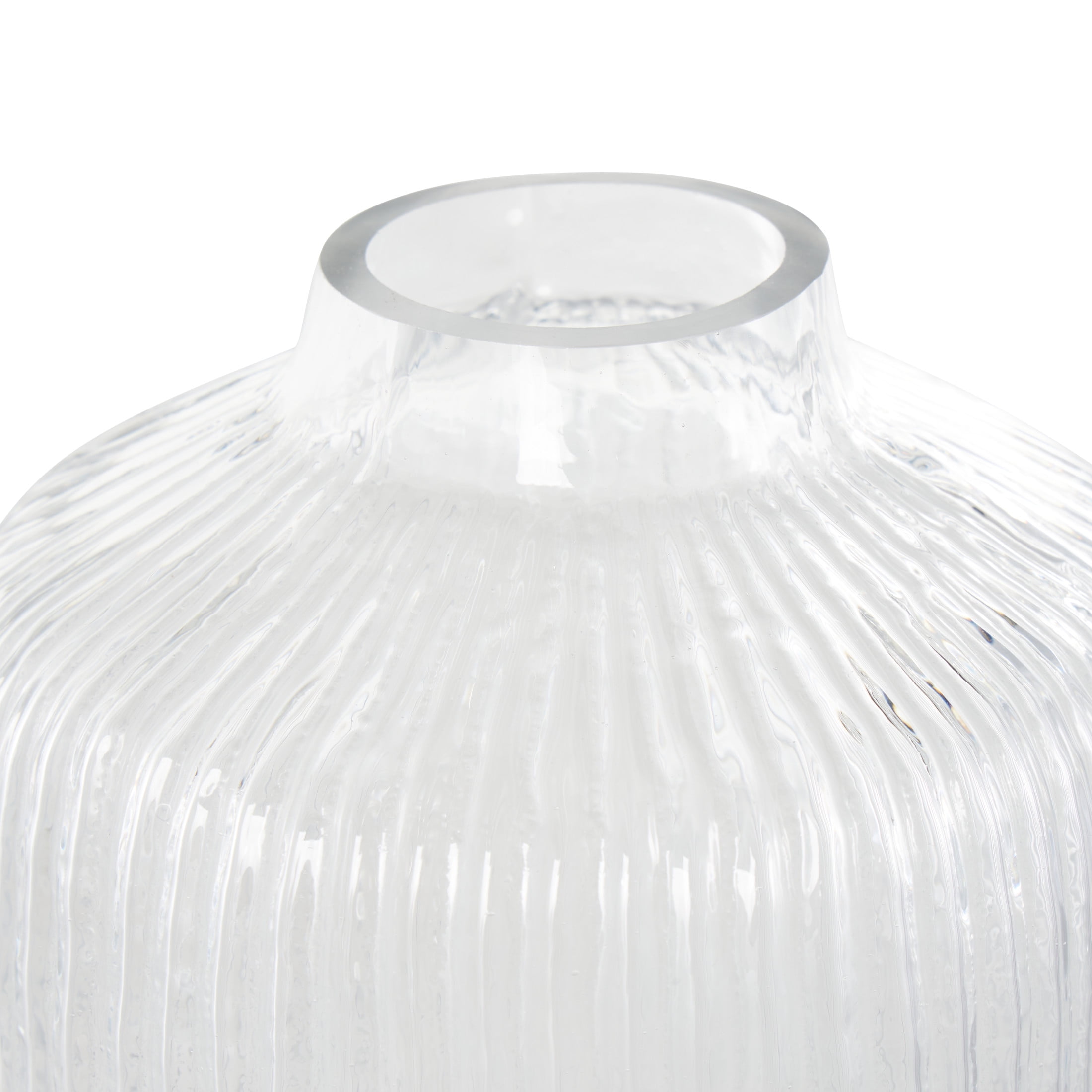 DecMode 11" Ribbed Glass Vase