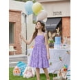 thumbnail image 3 of Arshiner Girls Tie Back Dress Spaghetti Strap Ruffle Hem Casual Summer Beach Sundress with Pockets, 3 of 6