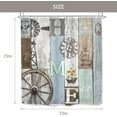 thumbnail image 5 of Rustic Country Wooden Shower Curtain 72Wx72L Inch Vintage Western Farmhouse Wood Barn Door Wheel Shabby Chic Sunflower Plank Bathroom Decorations Bath Accessories Art Home Decor Fabric 12 Hooks, 5 of 6