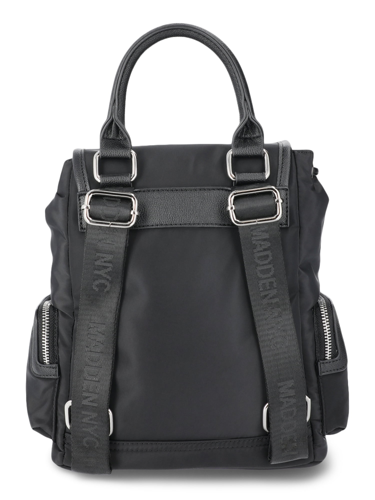 Madden NYC Women's Buckle Flap Backpack Black