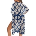 thumbnail image 5 of Xoenoiee Blue Hibiscus Flower Print Womens Kimono Mesh Swimsuit Coverup Long Beach Cover Ups Short Sleeve Summer Cardigan Quick Dry Swimwear Beachwear, 5 of 7