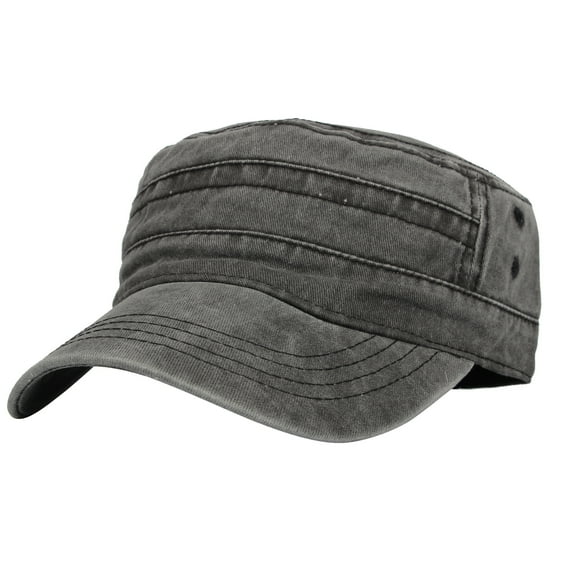 WITHMOONS Cadet Caps Vintage Washed Cotton Army Hat For Unisex KZ40037 (Grey)