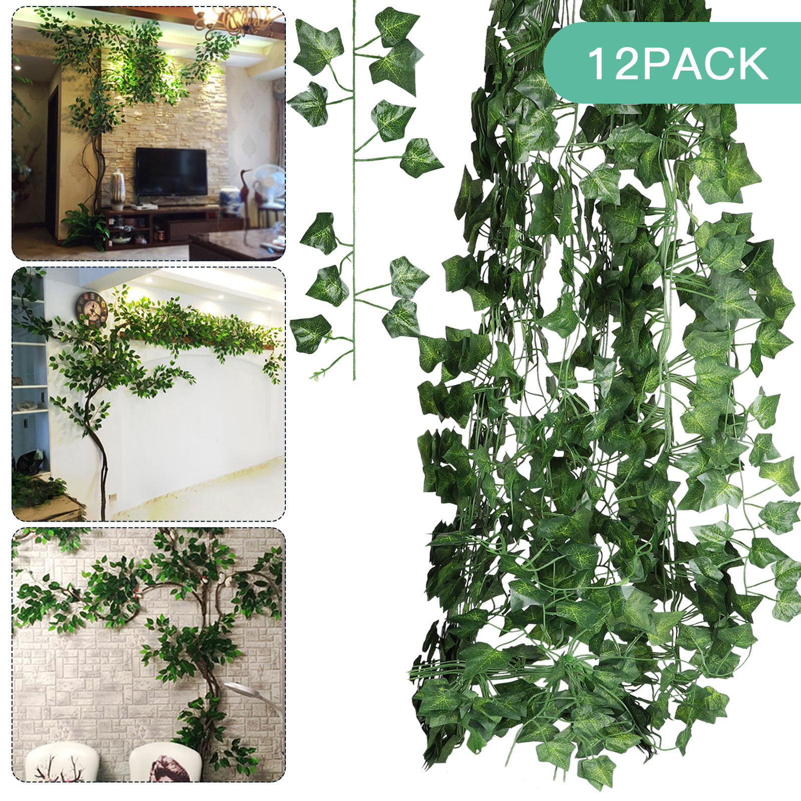 Artificial Hanging Plant LED Light 32FT Ivy Vine Garland Fake Home Garden Decor