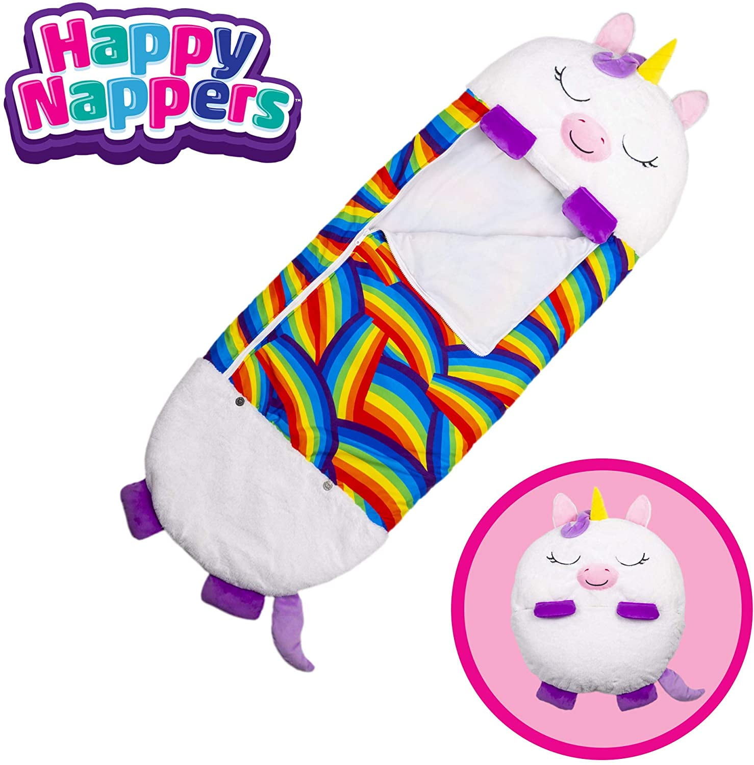 Happy Nappers Sleeping Bag Kids Boys Girls Play Pillow Unicorn  Dogs Dragons Cat 