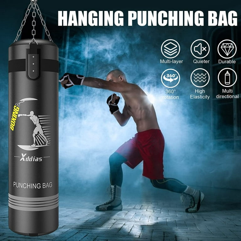 PROLAST Heavy Punching Bag 4 ft UNFILLED -Great for Boxing, MMA, Muay Thai  - Unfilled with Bottom D-Ring ( Black )