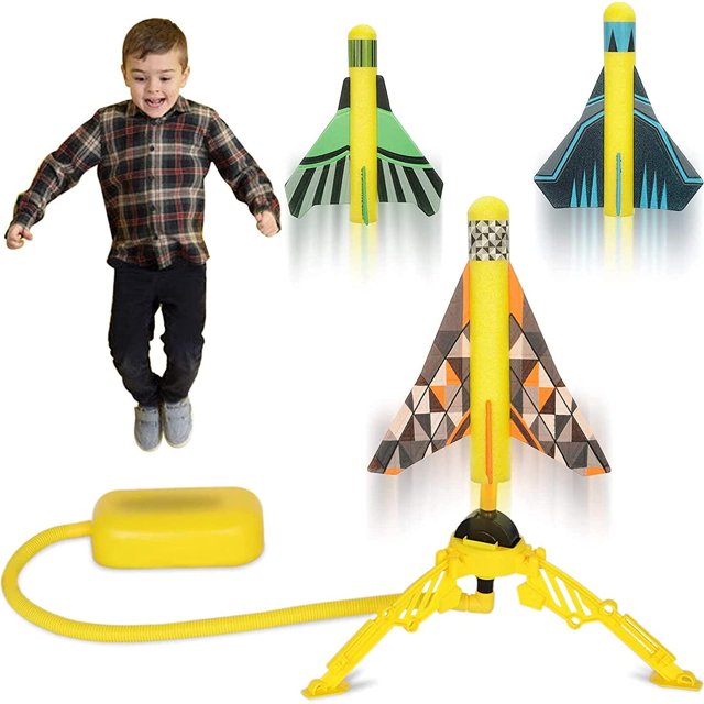 Lanzador de cohetes de aire para juguetes con 6 aviones acrobáticos para niños, edades 6-8, divertido juego interior y exterior, regalo de aprendizaje para niños y niñas de 3 a 9 años. Levamdar CZWJ-XM71