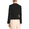 thumbnail image 3 of BLAZER FORMAL DE MUJER CON DETALLES DE TWEED Y MANGAS LARGAS, ESCOTE EN V, CON VOLANTES, CORTO, NEGRO, 3 of 5