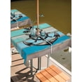 thumbnail image 2 of Outdoor Tablecloth with Umbrella Hole for Patio/Picnic/Party/Camping, Nautical Anchor Waterproof Table Cloth Square Cover Washable, Retro Blue Brown Wooden Boards Farmhouse (60"x 60"), 2 of 8