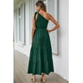 thumbnail image 3 of PRETTYGARDEN Women's Summer Floral One Shoulder Maxi Dress Knot Ruffle Boho Beach Vacation Wedding Guest Long Sun Dresses, 3 of 7