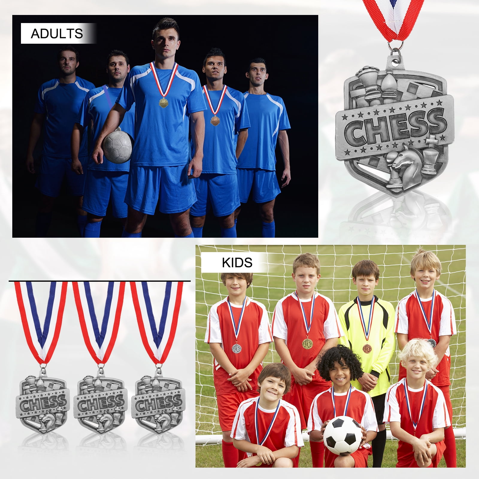 Uxcell Tournament Award Medals with Ribbons, Winner Medals Prizes for Competitions Sports Silver