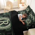 thumbnail image 5 of jejeloiu Checkered Wreath Monogram R 7-Piece Twin Bedding Sets For Kids,Golf Sport Initial Design Bedding Comforter Set For Boys,Black Reversible, 5 of 7