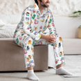 thumbnail image 7 of Naloa Hello Summer Cat Men’s Pajamas Set - Long Sleeve Button Down Sleep Shirt and Pajama Bottoms Sleepwear Set-XX-Large, 7 of 7