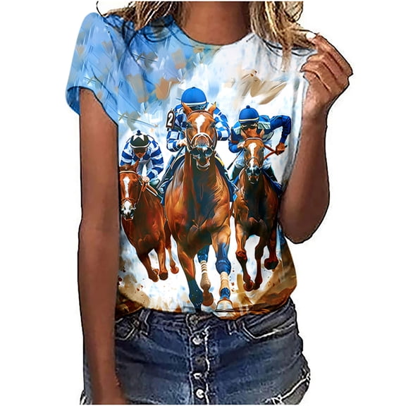 qucoqpe Women's Summer Tops Fashion Casual Loose Crew Neck Short Sleeve T-Shirts Graphic Tees Blouses