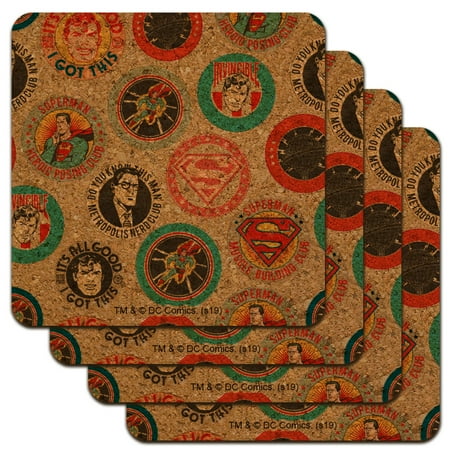 

Superman Button Pattern Low Profile Novelty Cork Coaster Set