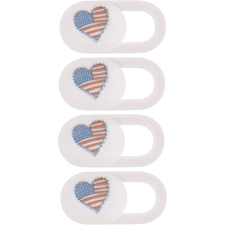 4pcs Flag Slider and Pattern Blocker Covers Slide Safety Camera Sliding Notebook Heart Decorative Security Phone Tablet for Lens Protection Webcam Cover
