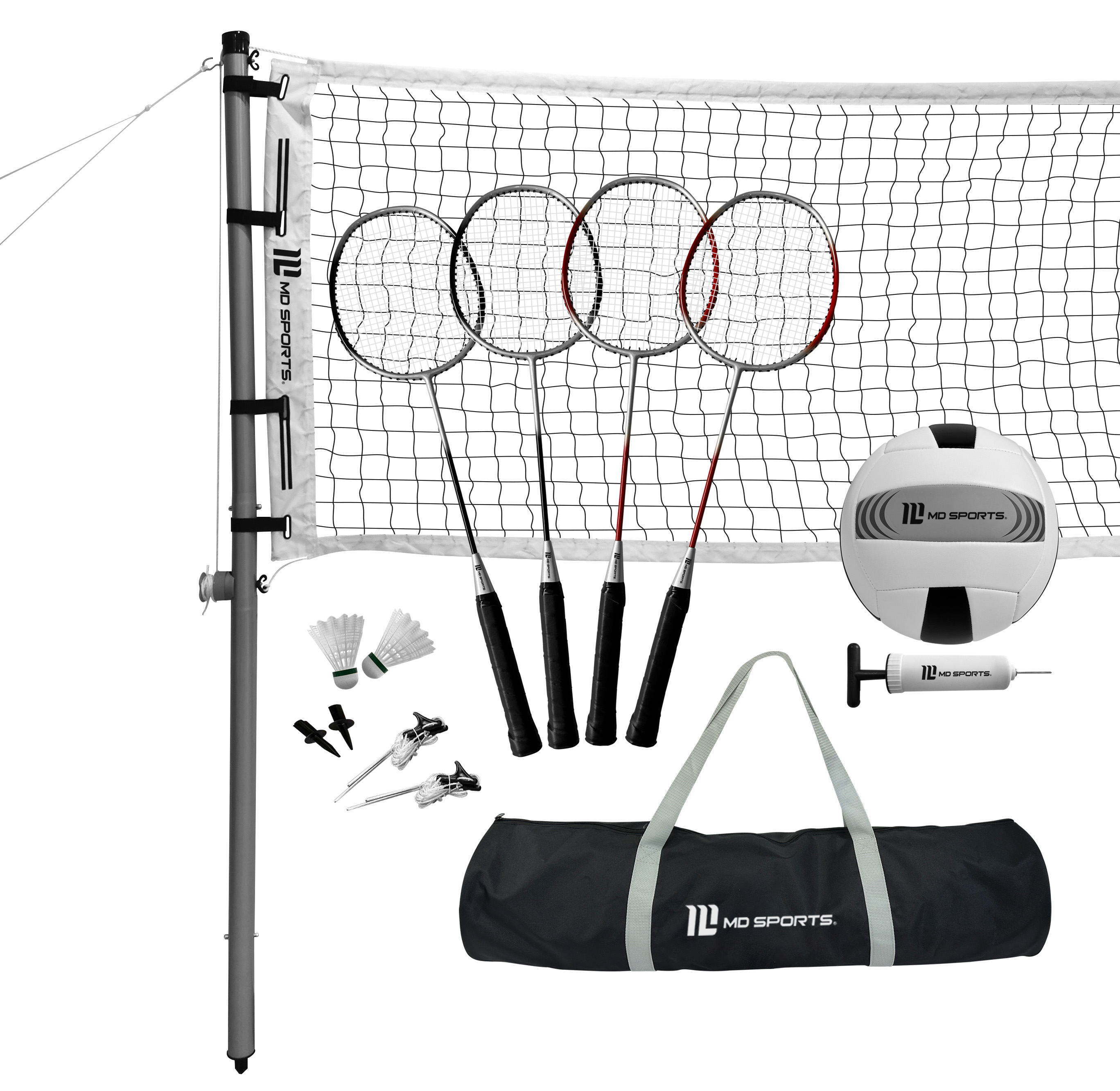 MD Sports Volleyball And Badminton Set With Steel Poles