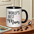 thumbnail image 3 of World's Best Mum Mug - Elegant Cursive "World's Best Mum" & Pink Heart Coffee Cup, Tea/Hot Chocolate Cup for Mom, Mother's Day/Christmas Gift, White with Black Lettering, for hot Beverages, 3 of 9