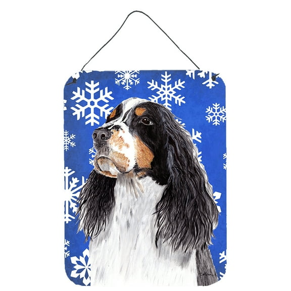 Carolines Treasures SC9361DS1216 Springer Spaniel Winter Snowflakes Holiday Wall or Door Hanging Prints 12WX16H