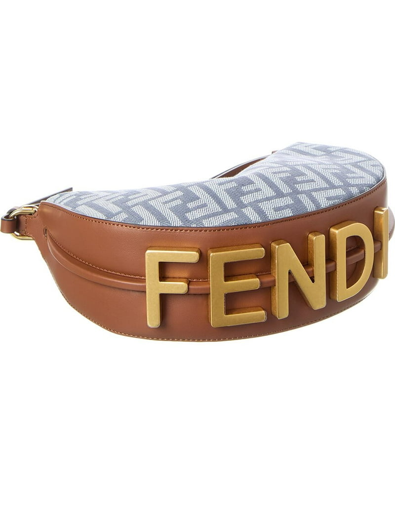 【FENDI】MINI FF FENDIGRAPHY HOBO BAG FENDI Fendigraphy Mini FF Denim & Leather Hobo Bag - Walmart.com