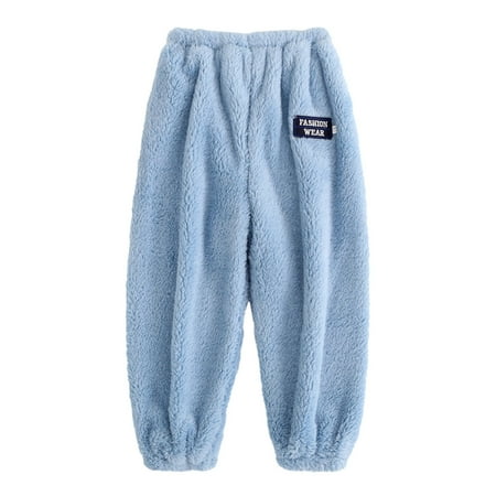 

MIASHUI Kids Boys Sweatpants Children Girls Boys Warm Pajama Pants Elastic Waist Activewear Light Blue 2-3 Years