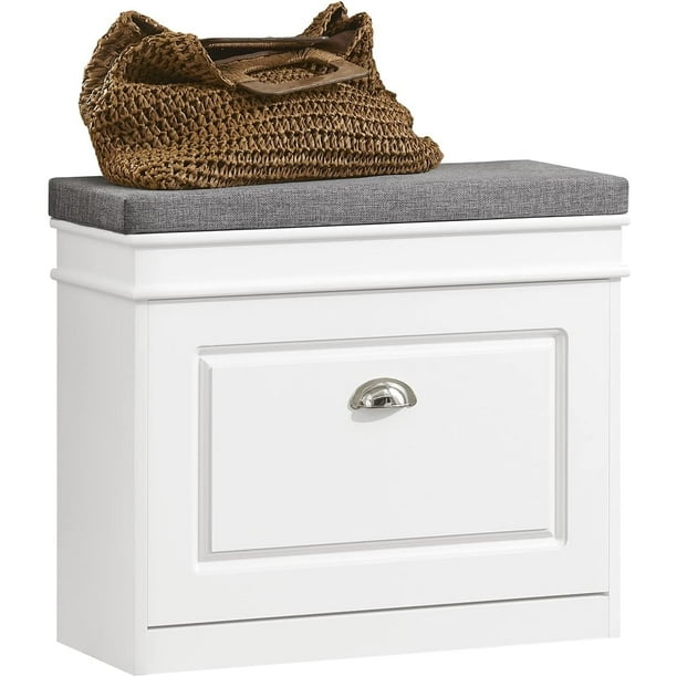 Banco Zapatero Banca Zapatera Recibidor Zapatera Baul con Asiento Acolchado Organizador Cajon para Zapatos para Entrada(Blanco FSR82-K-W)