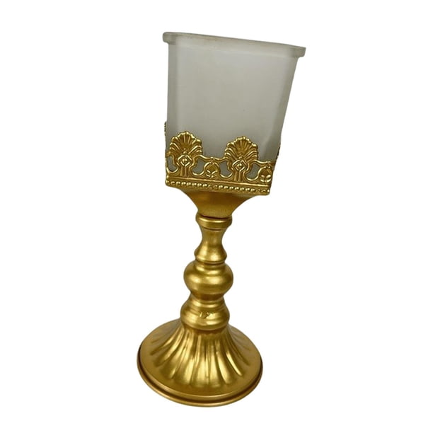 Candelabro de hierro Candelabro decorativo de vidrio Candelabro de té Candelabro para festival Comedor Sala de té Oro