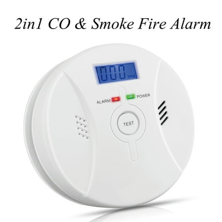 Best Carbon Monoxide Detector + Smoke Fire Alarm - Combo CO Detector & Smoke Sensor Alarm Sound Photoelectric Tester, Battery Operated with Digital Display for CO Level (White) deal