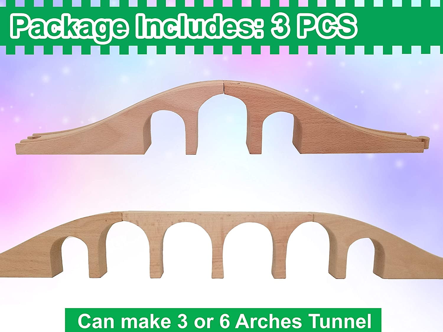 Orbrium Super Long Double Span Arch Bridge Almost 5 Ft Long for Wooden Railway Wood Train Tracks