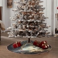 thumbnail image 5 of Daiia Space White Horse Drawing Merry Christmas Tree Skirt , Xmas Large Lace-up Tree Skirt, Santa Snowflakes Rustic Home Decorations New Year Party Farmhouse Decor-48", 5 of 7