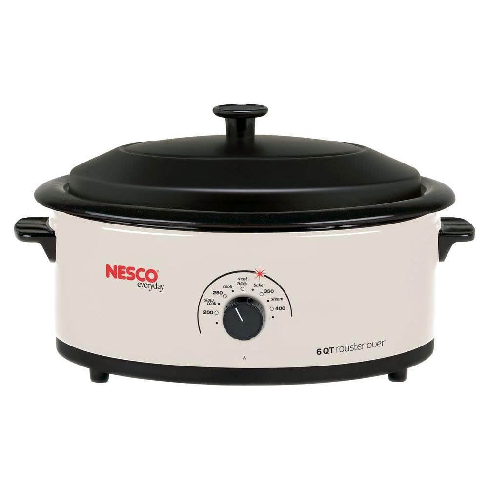 NESCO 6 Qt. Ivory Roaster with Porcelain Cook Well, 481614