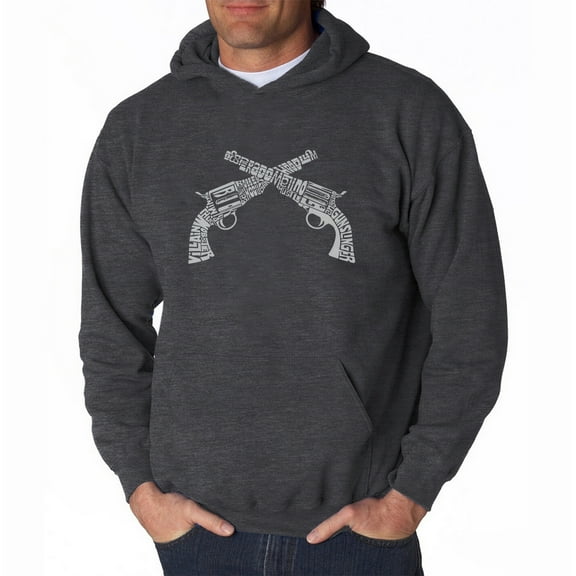 LA Pop Art Men's Word Art Hooded Sweatshirt - CROSSED PISTOLS