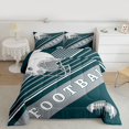 thumbnail image 2 of Feelyou Modern Rugby Football Bedding Comforter Set, Cartoon Soccer Helmet Twin Comforter Sets, Teal Grey Abstract Stripes Reversible Bedding Set, Ultra Soft Bedroom Decor, 2-Piece, 2 of 8